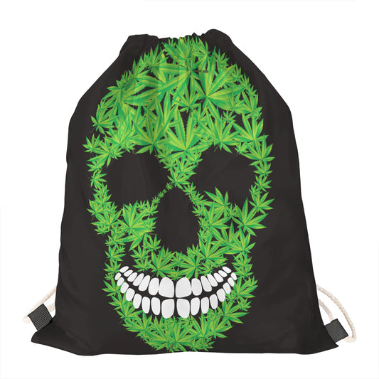 Cannabis Skull Print Drawstring Bag