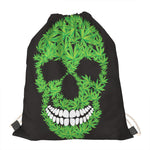 Cannabis Skull Print Drawstring Bag