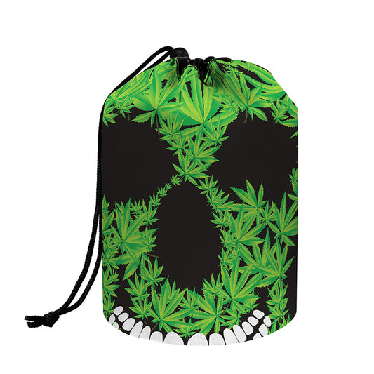 Cannabis Skull Print Drawstring Makeup Bag