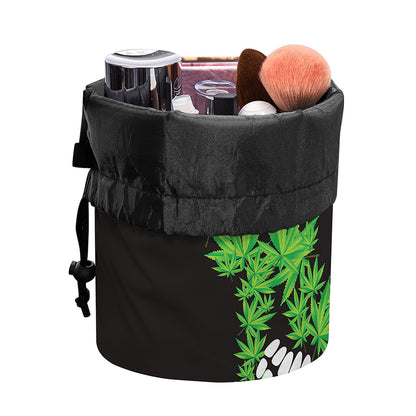 Cannabis Skull Print Drawstring Makeup Bag