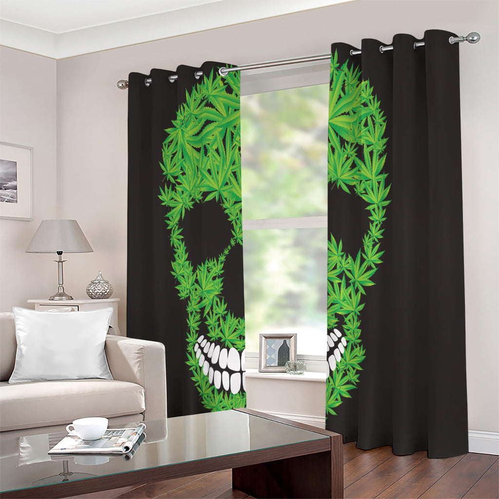 Cannabis Skull Print Extra Wide Grommet Curtains