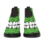 Cannabis Skull Print Flat Ankle Boots