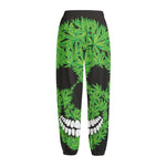 Cannabis Skull Print Fleece Lined Knit Pants