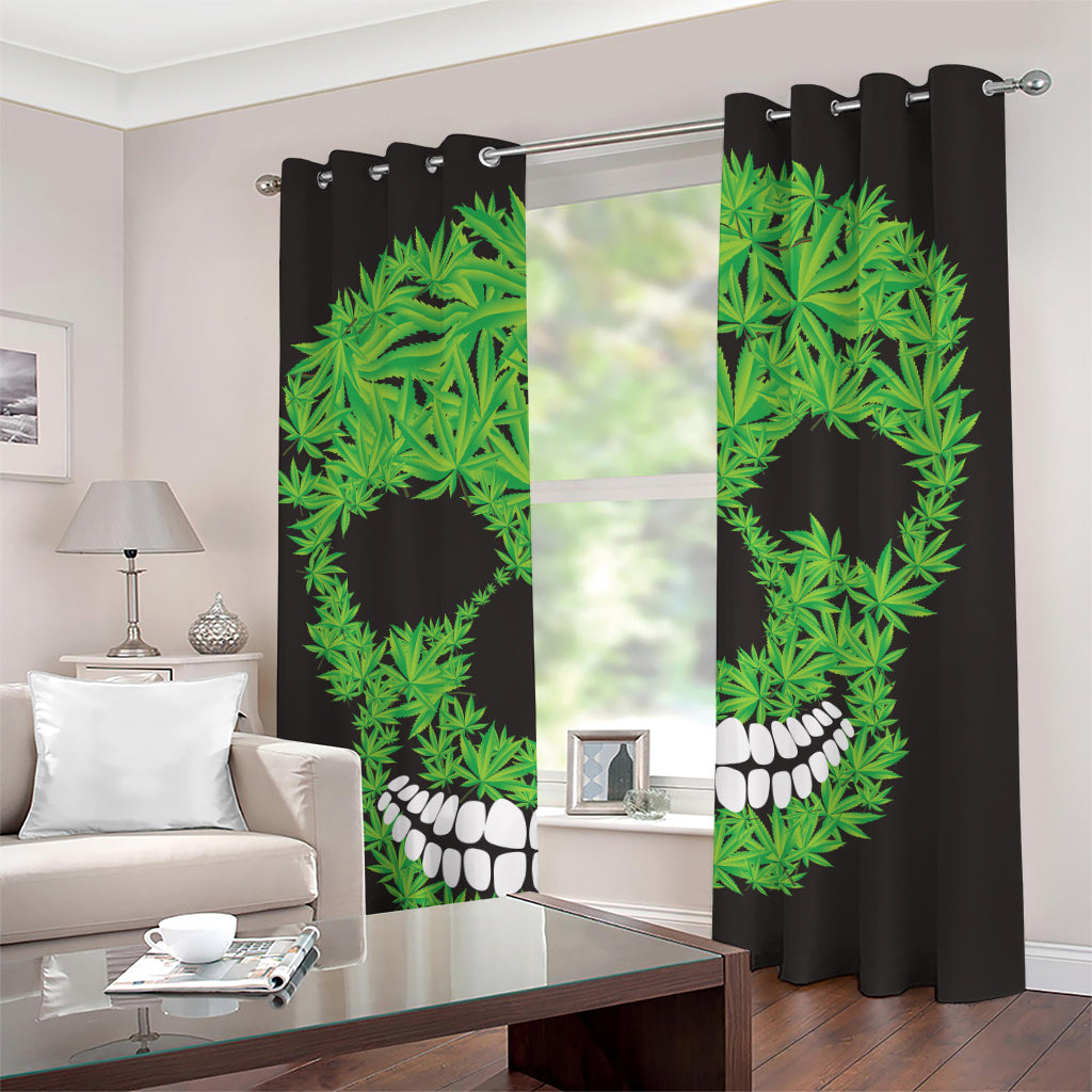 Cannabis Skull Print Grommet Curtains