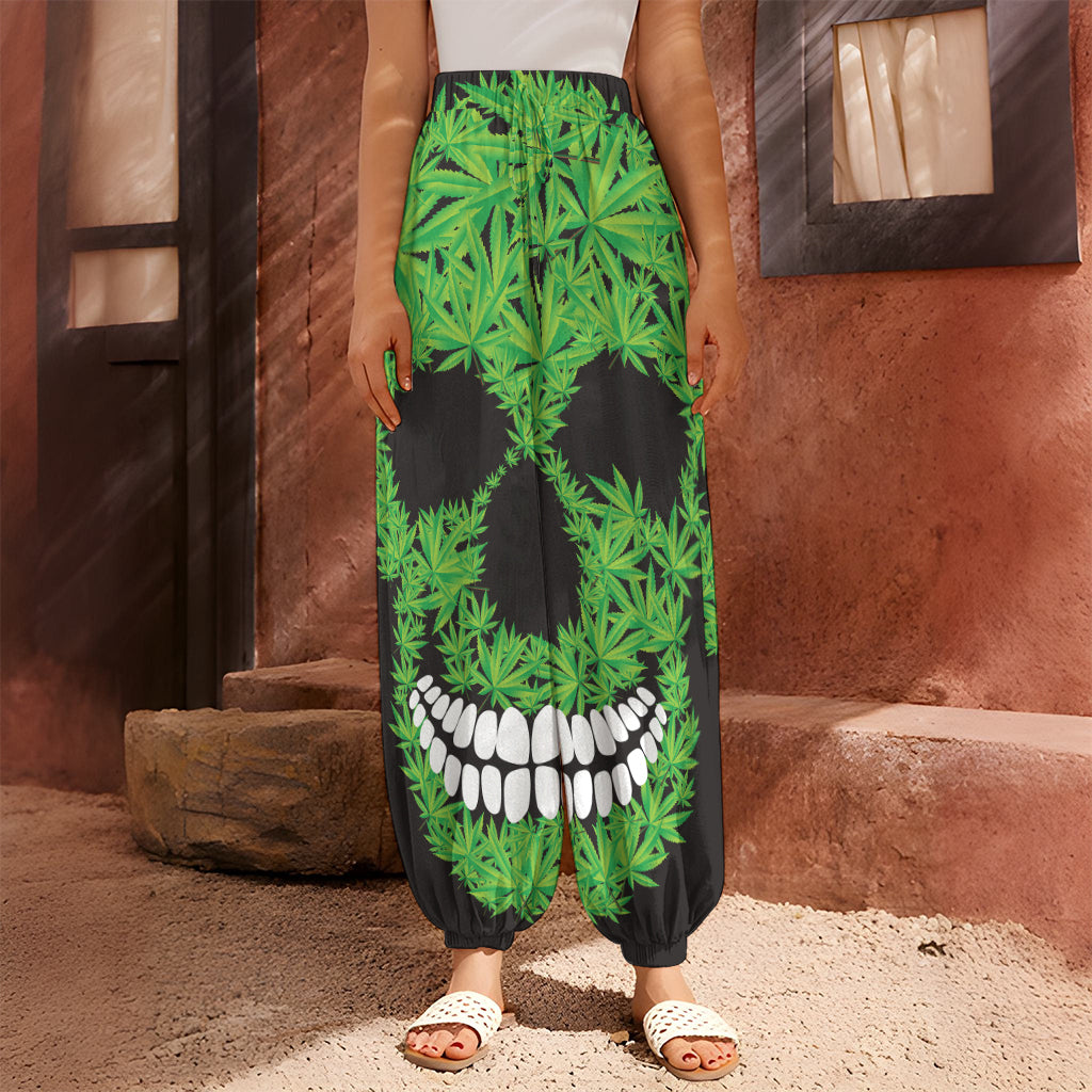 Cannabis Skull Print Harem Pants