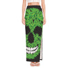 Cannabis Skull Print High Slit Maxi Skirt