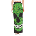 Cannabis Skull Print High Slit Maxi Skirt