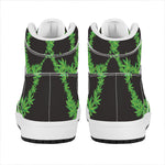 Cannabis Skull Print High Top Leather Sneakers