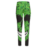 Cannabis Skull Print High-Waisted Pocket Leggings