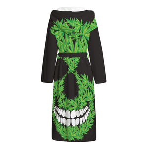 Cannabis Skull Print Hooded Bathrobe