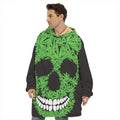 Cannabis Skull Print Hoodie Blanket