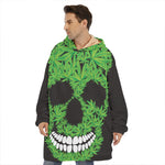 Cannabis Skull Print Hoodie Blanket