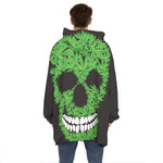 Cannabis Skull Print Hoodie Blanket