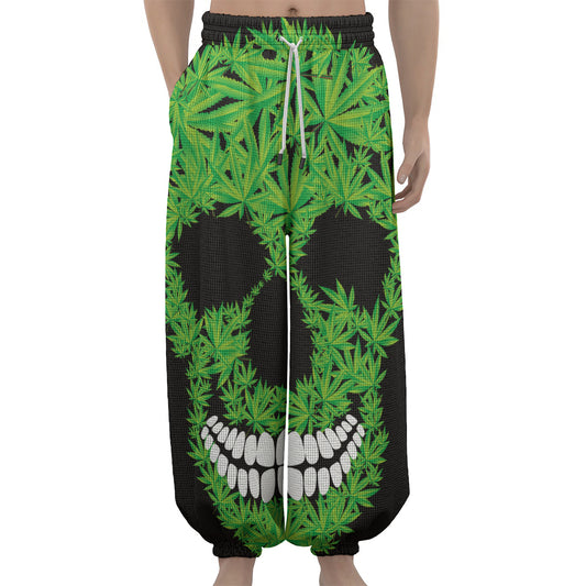 Cannabis Skull Print Lantern Pants