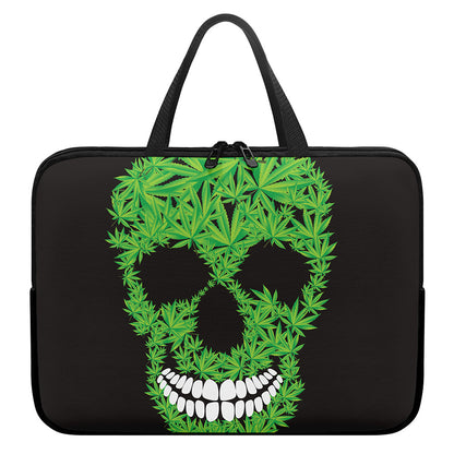 Cannabis Skull Print Laptop Sleeve With Handle