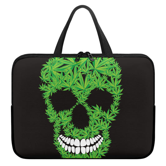 Cannabis Skull Print Laptop Sleeve With Handle