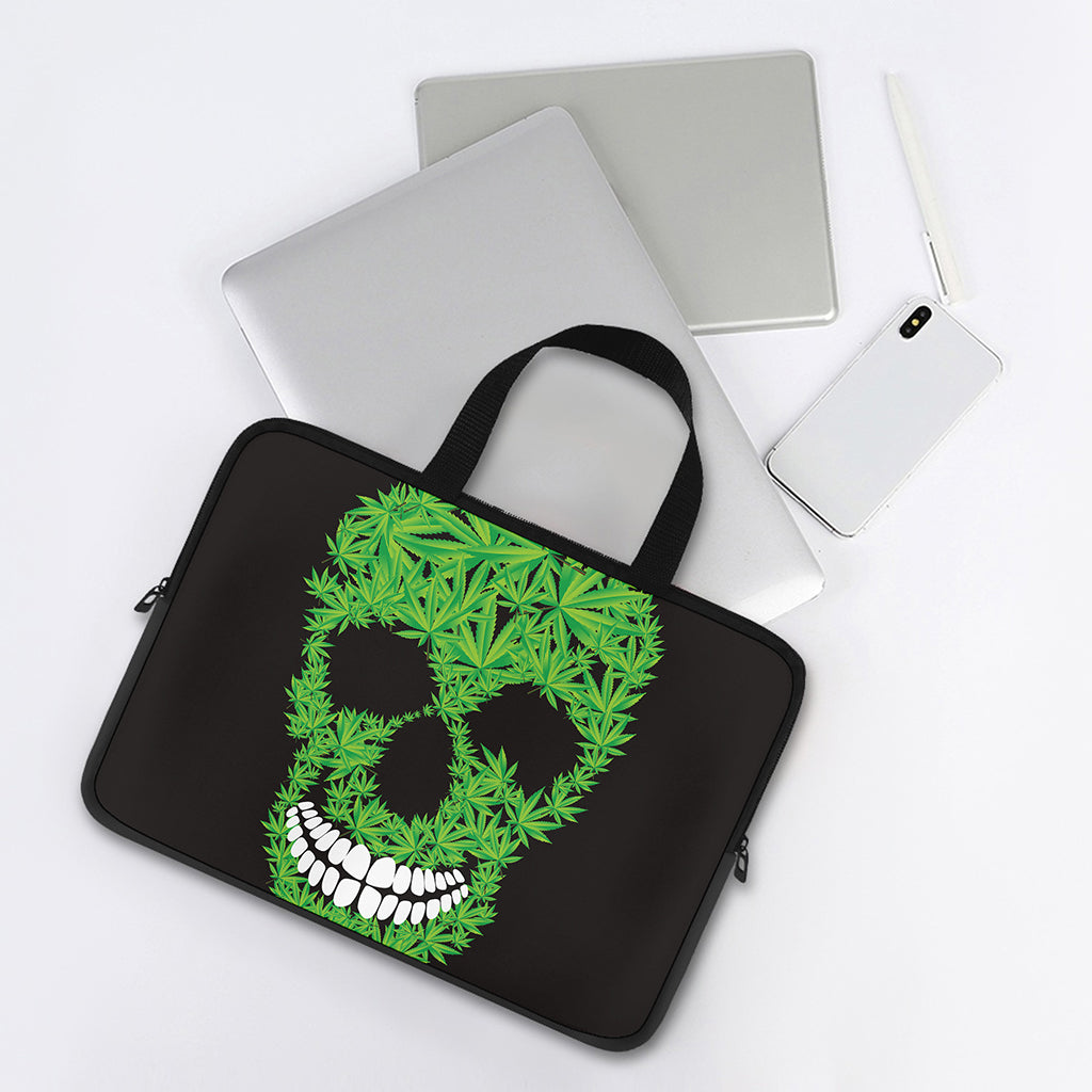 Cannabis Skull Print Laptop Sleeve With Handle