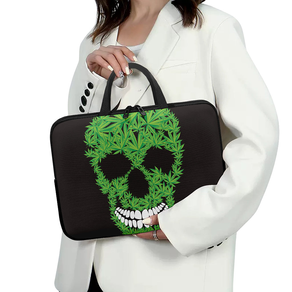 Cannabis Skull Print Laptop Sleeve With Handle