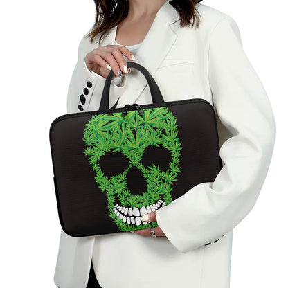 Cannabis Skull Print Laptop Sleeve With Handle