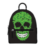 Cannabis Skull Print Leather Backpack