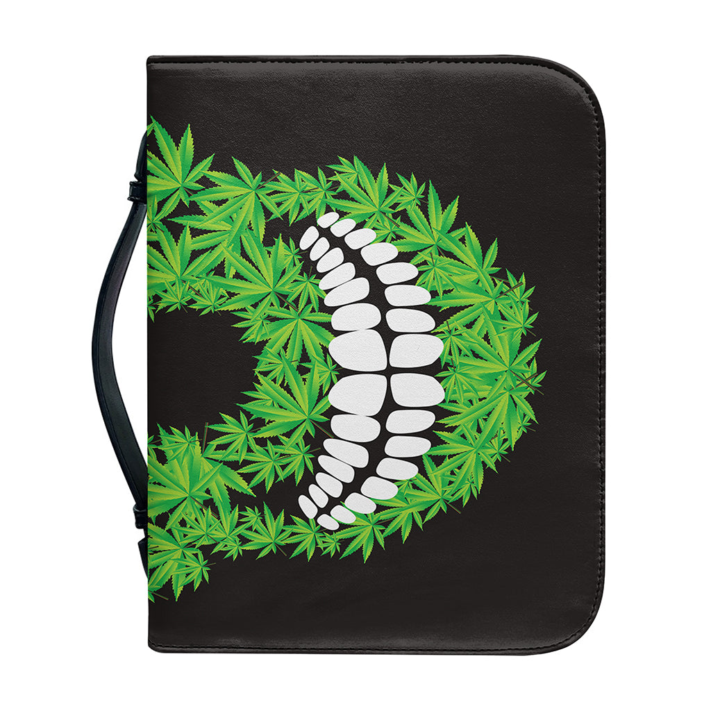 Cannabis Skull Print Leather Bible Cover