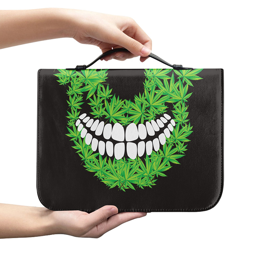 Cannabis Skull Print Leather Bible Cover