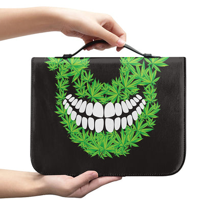 Cannabis Skull Print Leather Bible Cover