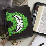 Cannabis Skull Print Leather Bible Cover