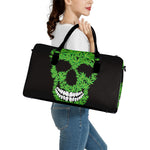Cannabis Skull Print Leather Duffle Bag