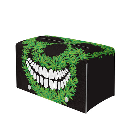 Cannabis Skull Print Leather Tissue Box Cover