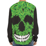 Cannabis Skull Print Long Sleeve Baseball Jersey