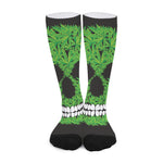 Cannabis Skull Print Long Socks