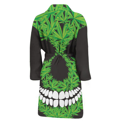 Cannabis Skull Print Men's Bathrobe