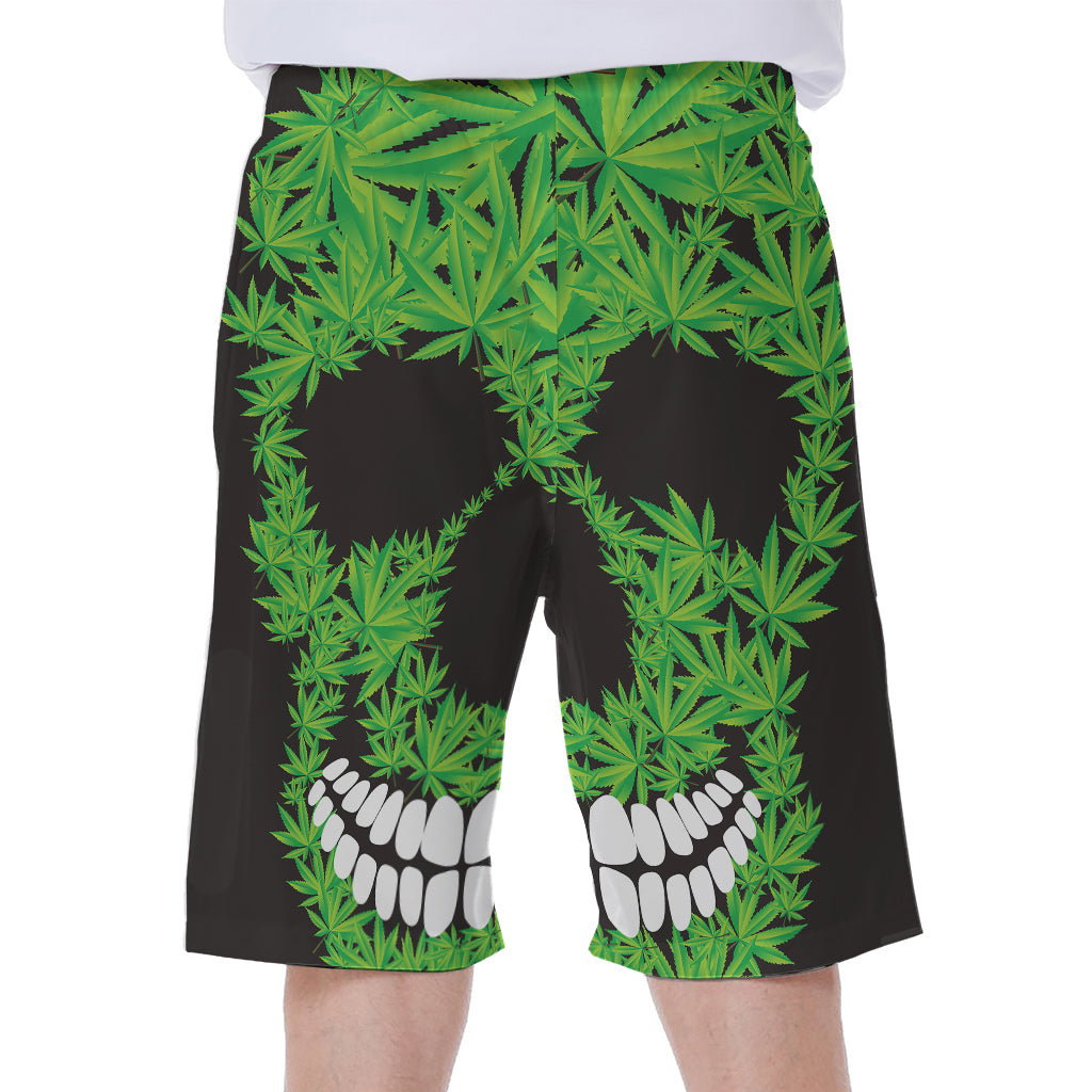 Cannabis Skull Print Men's Beach Shorts