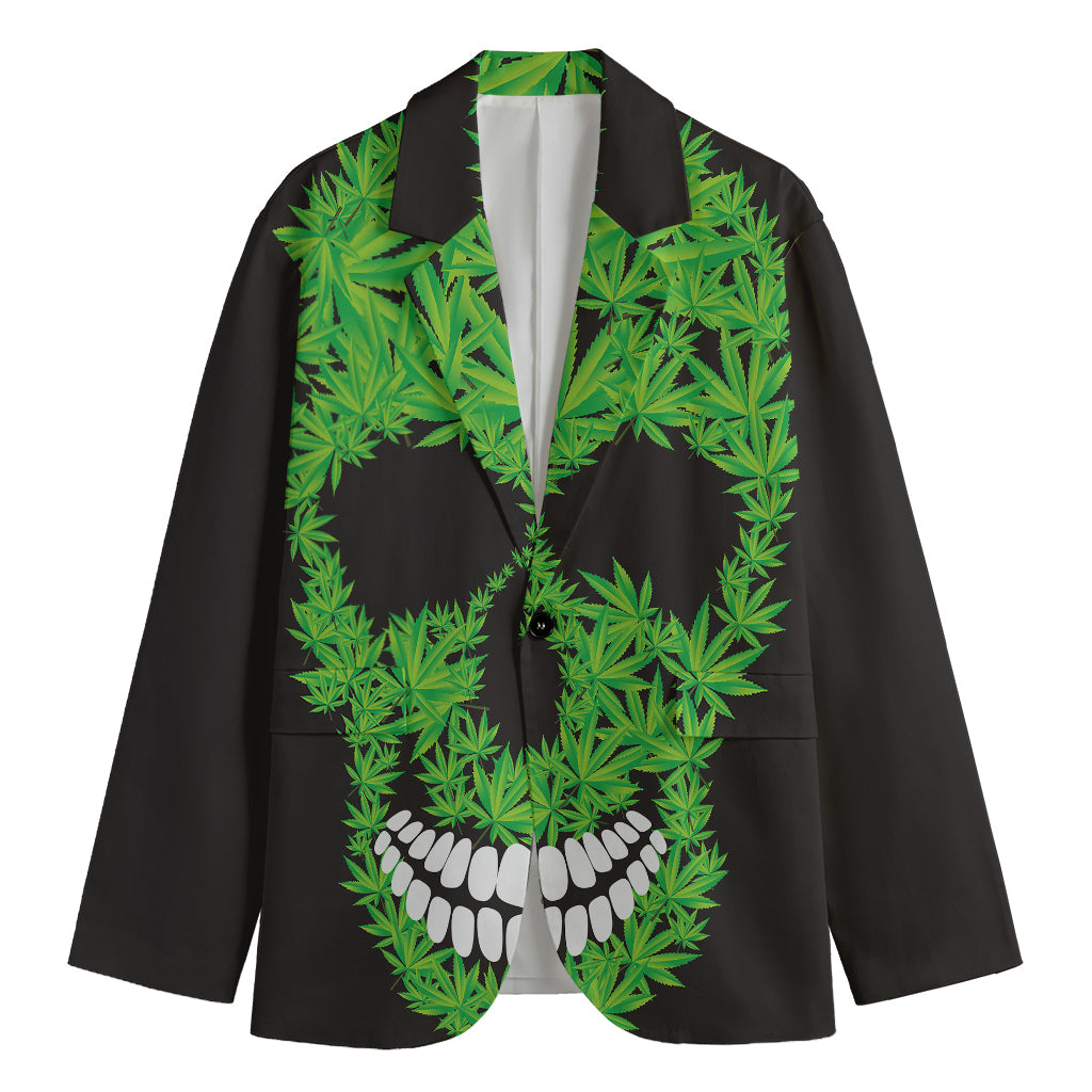 Cannabis Skull Print Men's Cotton Blazer