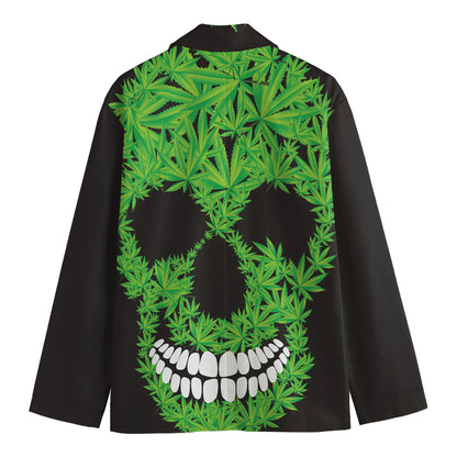 Cannabis Skull Print Men's Cotton Blazer