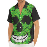 Cannabis Skull Print Men's Deep V-Neck Shirt