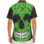 Cannabis Skull Print Men's Deep V-Neck Shirt
