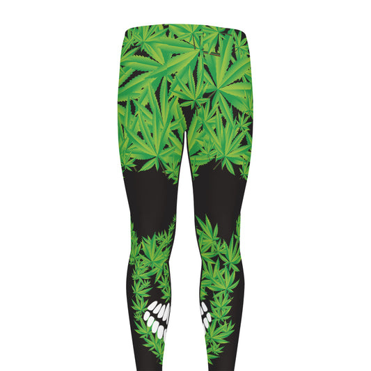 Cannabis Skull Print Men's leggings