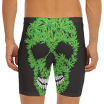 Cannabis Skull Print Men's Long Boxer Briefs