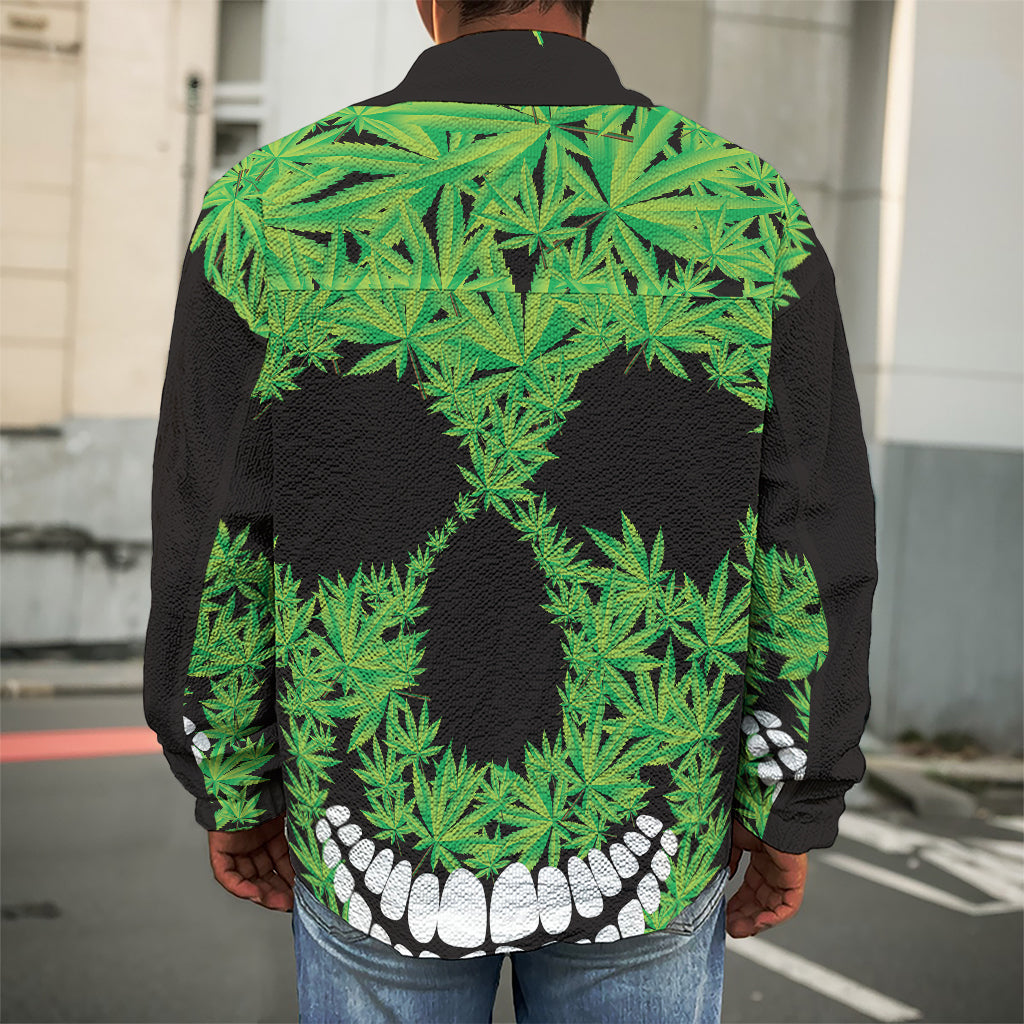 Cannabis Skull Print Men's Shirt Jacket