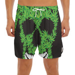 Cannabis Skull Print Men's Split Running Shorts