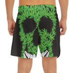 Cannabis Skull Print Men's Split Running Shorts