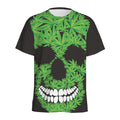 Cannabis Skull Print Men's Athletic T-Shirt