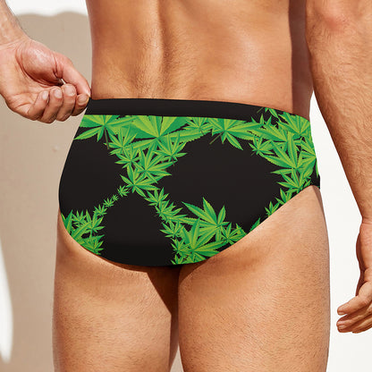 Cannabis Skull Print Men's Swim Briefs