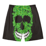 Cannabis Skull Print Men's Swim Trunks