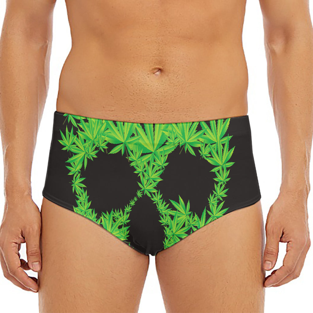 Cannabis Skull Print Men's Triangle Swim Briefs