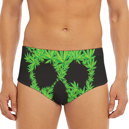 Cannabis Skull Print Men's Triangle Swim Briefs