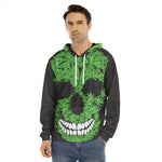 Cannabis Skull Print Men's Velvet Pullover Hoodie