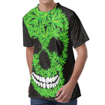 Cannabis Skull Print Men's Velvet T-Shirt